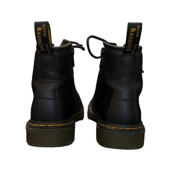 Dr Martens Junior 1460 Soft T Leather Lace Up Boots Black Booties 12 Combat