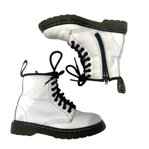 Dr. Martens Kid 1460J White combat classic boots size US11 zipper closure