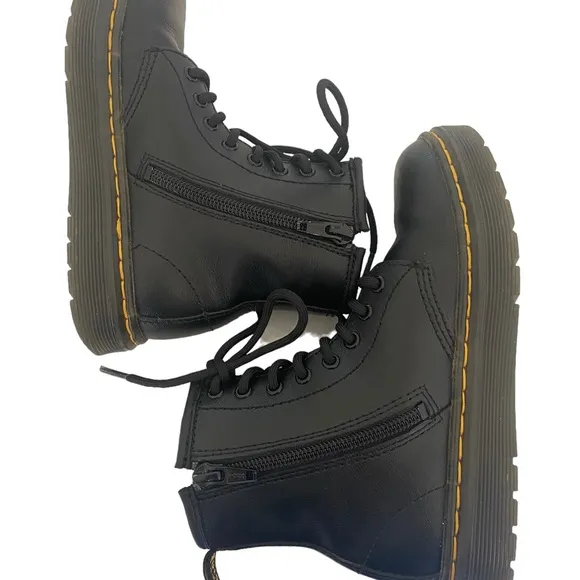 DR. MARTENS Kids Black Zavala Junior Lace Up Boots  Size: 13