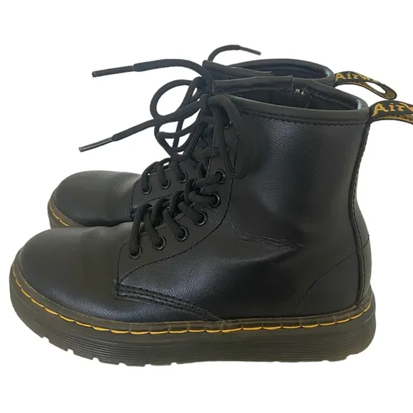 DR. MARTENS Kids Black Zavala Junior Lace Up Boots  Size: 13