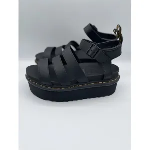 Dr Martens Leather Platform Sandals Womens 9 Black Blaire Quad Strap Shoes New