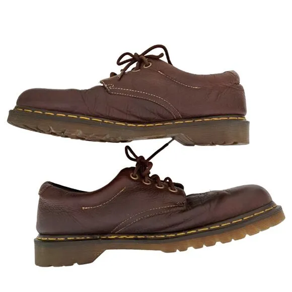 Dr. Martens Men's 12 Docs Brown Boston Lug Sole Shoes Lace Up Oxford