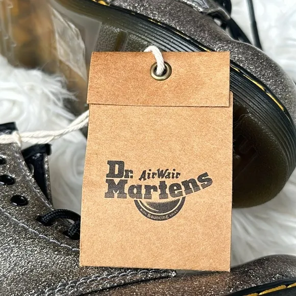 Dr. Martens NWT 1460 Glitter Toddler Lace Up Boots in Gunmetal Size 10
