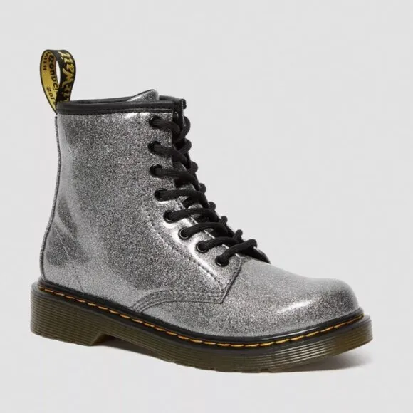 Dr. Martens NWT 1460 Glitter Toddler Lace Up Boots in Gunmetal Size 10
