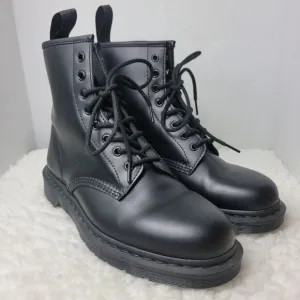 Dr. Martens 1460 Mono Mens Boots Size 10 M Black Leather Lace Up 8-Eye Shoes