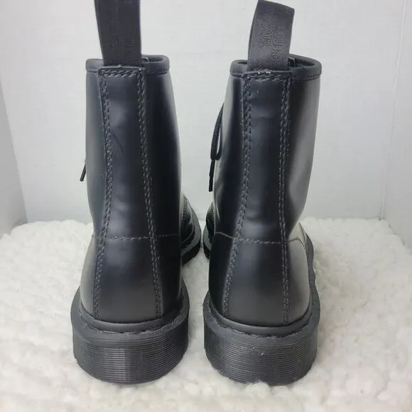 Dr. Martens 1460 Mono Mens Boots Size 10 M Black Leather Lace Up 8-Eye Shoes