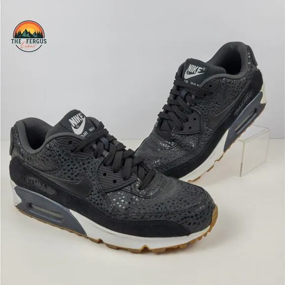 DS Nike 2015 Air Max 90 Premium Black Safari Safari Animal Shoes Womens Size 8