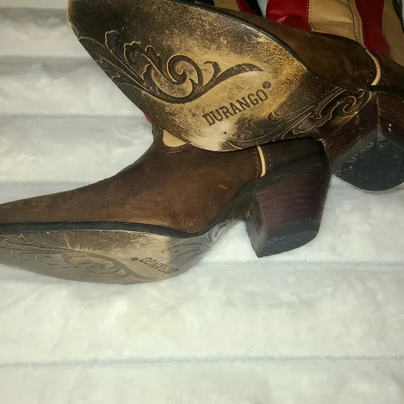 Durango Red and Tan Heeled Boots with Patriotic Design