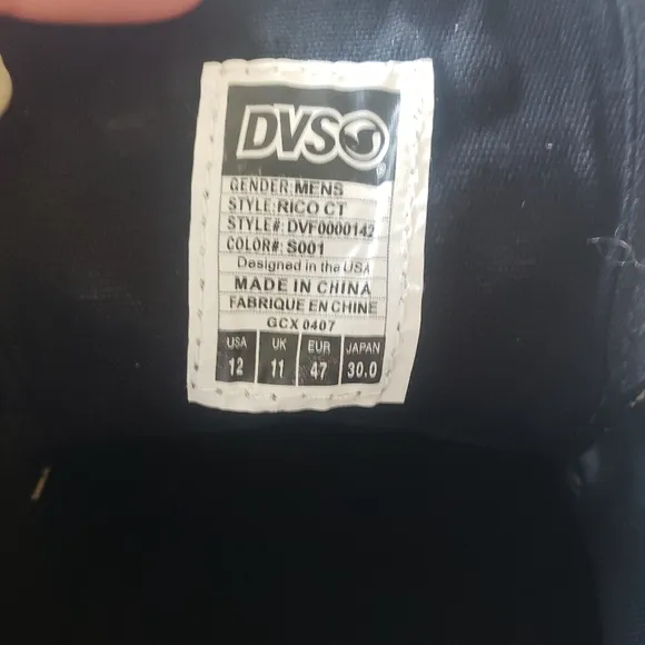 DVS Shoes. Cadence. Black and White. Size 12. Skate Boarding Shoes.