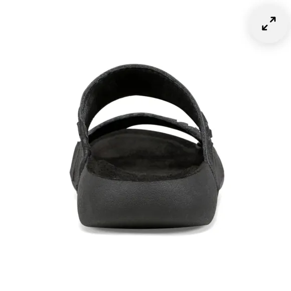 Earth Genie Black Woven Round Toe Slides Sandals Size 8 M