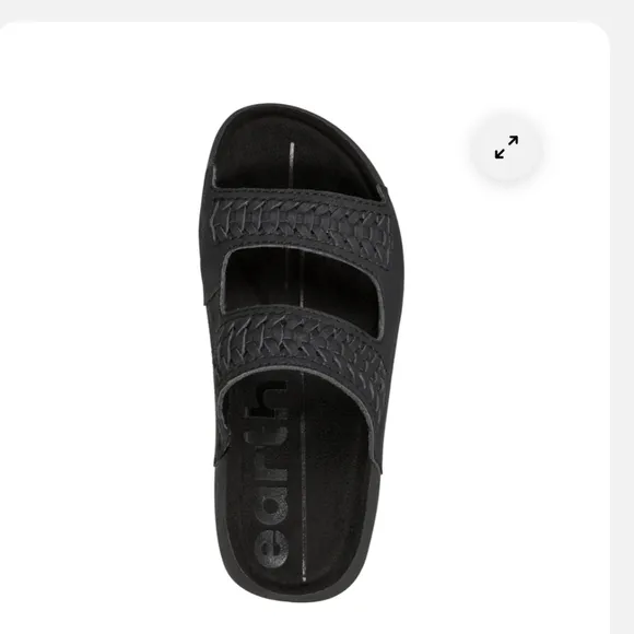Earth Genie Black Woven Round Toe Slides Sandals Size 8 M