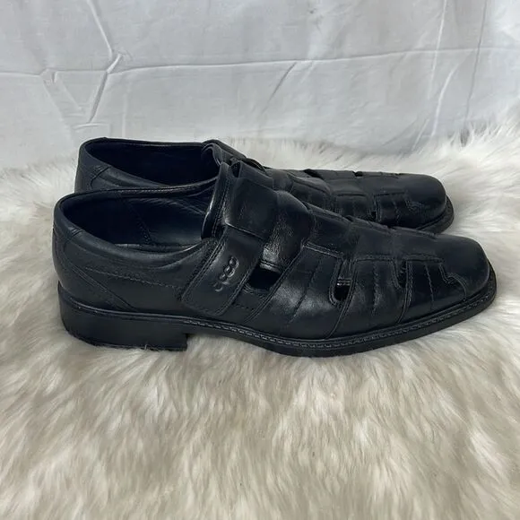 Ecco Black Leather Fisherman Style Shoes Sz 46/US 12.5