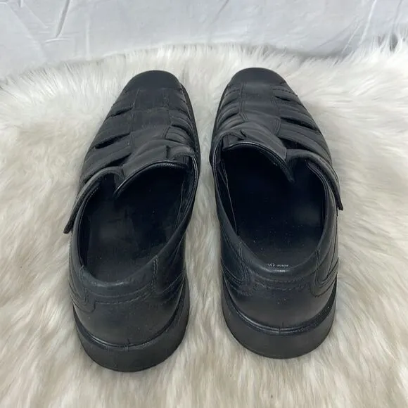 Ecco Black Leather Fisherman Style Shoes Sz 46/US 12.5