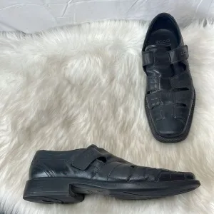Ecco Black Leather Fisherman Style Shoes Sz 46/US 12.5