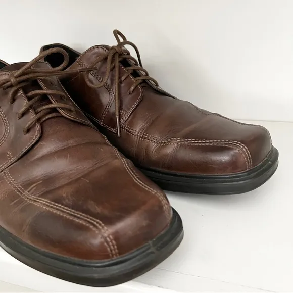 Ecco Helsinki Bike Toe Derby Lace Up Shoes Men's EU 47 Dark Brown Leather US 13