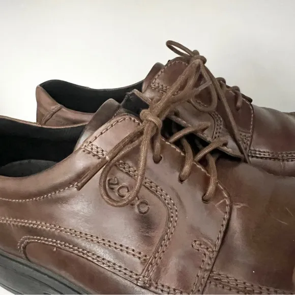 Ecco Helsinki Bike Toe Derby Lace Up Shoes Men's EU 47 Dark Brown Leather US 13