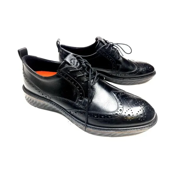 ECCO Men's Hybrid Lite ST.1 Black Leather Wingtip Brogue Shoes Size 43 EU/ 9 US