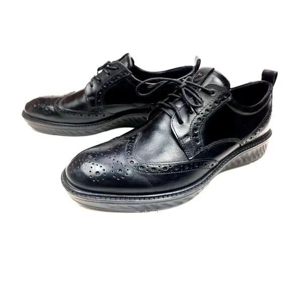 ECCO Men's Hybrid Lite ST.1 Black Leather Wingtip Brogue Shoes Size 43 EU/ 9 US