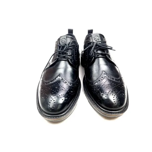 ECCO Men's Hybrid Lite ST.1 Black Leather Wingtip Brogue Shoes Size 43 EU/ 9 US