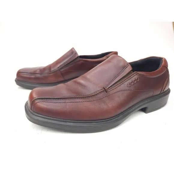 ECCO Shoes Mens 8-8.5 Brown Burgundy Leather Helsinki Loafer EUR 42