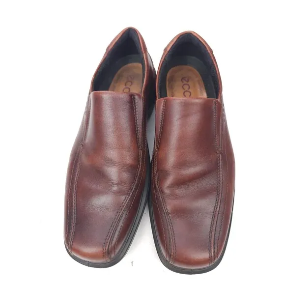 ECCO Shoes Mens 8-8.5 Brown Burgundy Leather Helsinki Loafer EUR 42