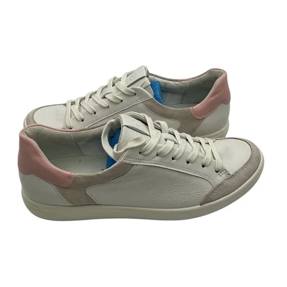 ECCO Women's Soft 7 Retro leather Sneaker White and pink  Sneakers size 10-10.5W