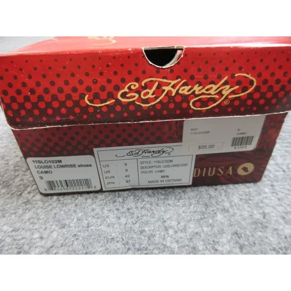 Ed Hardy Louise Lowrise Shoes Mens Size 9 Green Camo‎ 11SLO102M
