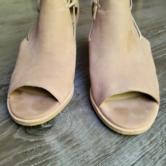 Eileen Fisher Nikki Leather Strappy Open Side Block Heel Open Toe Ankle Boots