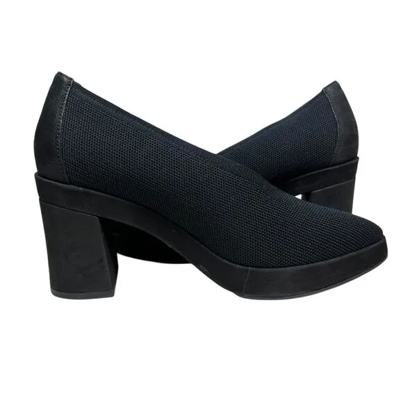 Eileen Fisher Womens Gabby Knit Pump Block‎ Heel Pointed Toe Black Sz 8.5M