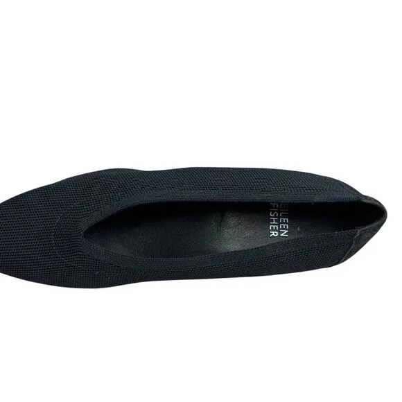 Eileen Fisher Womens Gabby Knit Pump Block‎ Heel Pointed Toe Black Sz 8.5M