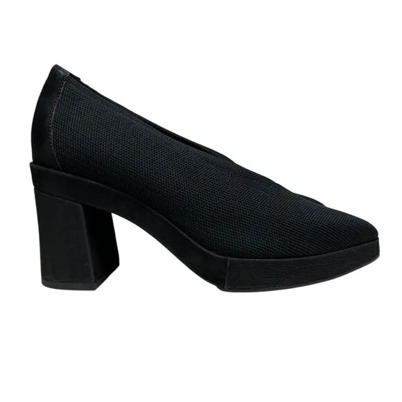 Eileen Fisher Womens Gabby Knit Pump Block‎ Heel Pointed Toe Black Sz 8.5M