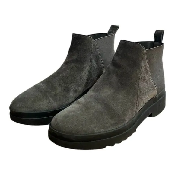 Eileen Fisher Sz 9.5 Women Finn Chelsea Boots Suede Leather Slate Gray Boot $235