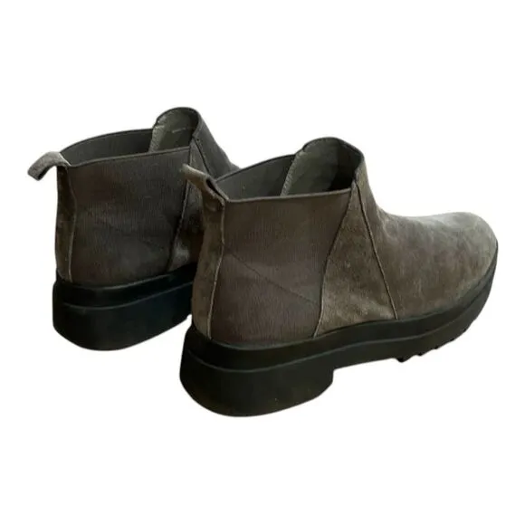 Eileen Fisher Sz 9.5 Women Finn Chelsea Boots Suede Leather Slate Gray Boot $235