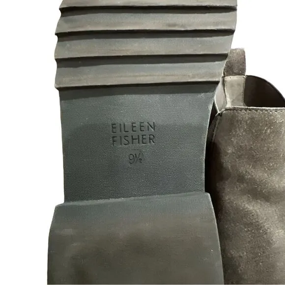 Eileen Fisher Sz 9.5 Women Finn Chelsea Boots Suede Leather Slate Gray Boot $235