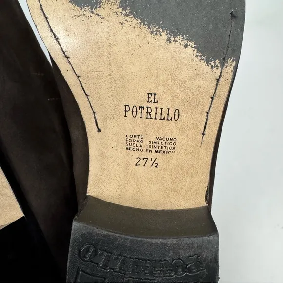 El Potrillo Brown Leather Suede Chelsea Ankle Boots Western Rodeo Country