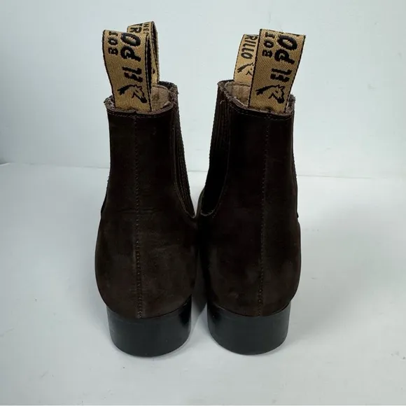 El Potrillo Brown Leather Suede Chelsea Ankle Boots Western Rodeo Country