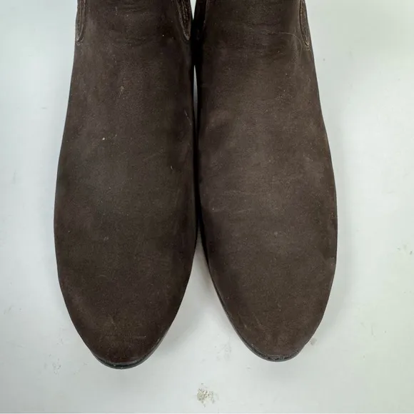 El Potrillo Brown Leather Suede Chelsea Ankle Boots Western Rodeo Country