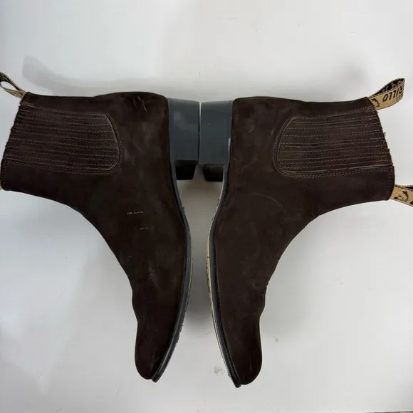 El Potrillo Brown Leather Suede Chelsea Ankle Boots Western Rodeo Country