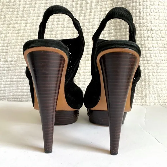 Elizabeth &amp; James Suede Booties 8.5 Perforated Leather Platform Shoes Clogs
