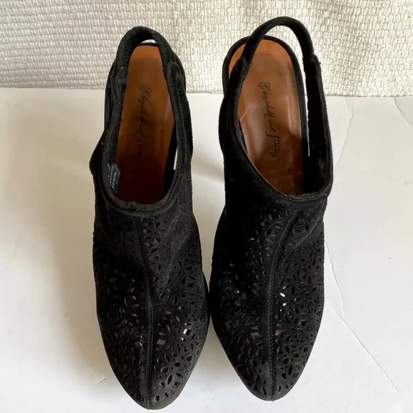 Elizabeth &amp; James Suede Booties 8.5 Perforated Leather Platform Shoes Clogs