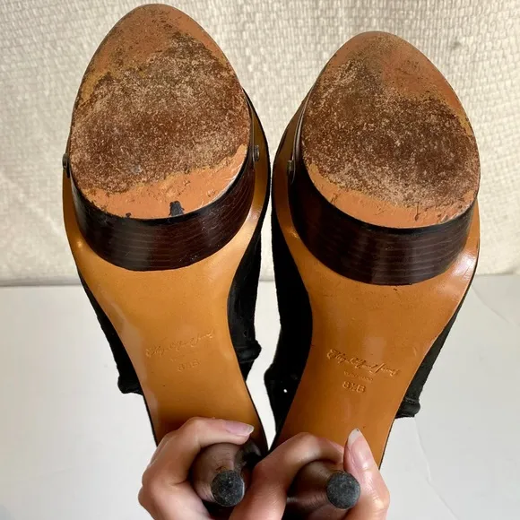 Elizabeth &amp; James Suede Booties 8.5 Perforated Leather Platform Shoes Clogs