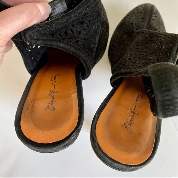 Elizabeth &amp; James Suede Booties 8.5 Perforated Leather Platform Shoes Clogs