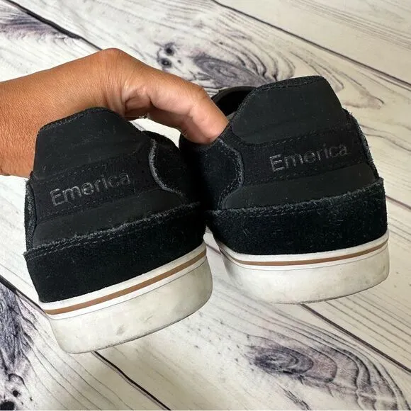 Emerica &quot;The Reynolds Low Vulc'' Men Sz 11 Black/Tan Leather Skate Shoes