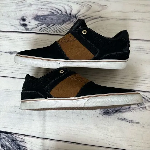 Emerica &quot;The Reynolds Low Vulc'' Men Sz 11 Black/Tan Leather Skate Shoes