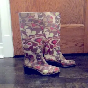 Emilio Pucci multicolor rubber rain boots