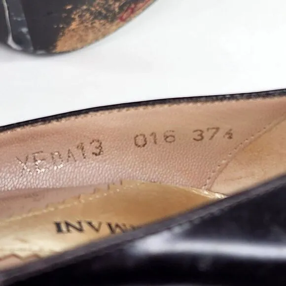 Emporio Armani Women Black Leather Pointed Shoes US 7 Heels Pump shoes