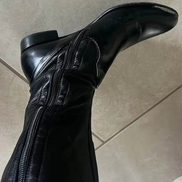 EUC Bagatto black buttery soft leather sexy over the knee 1” heel zip up boots