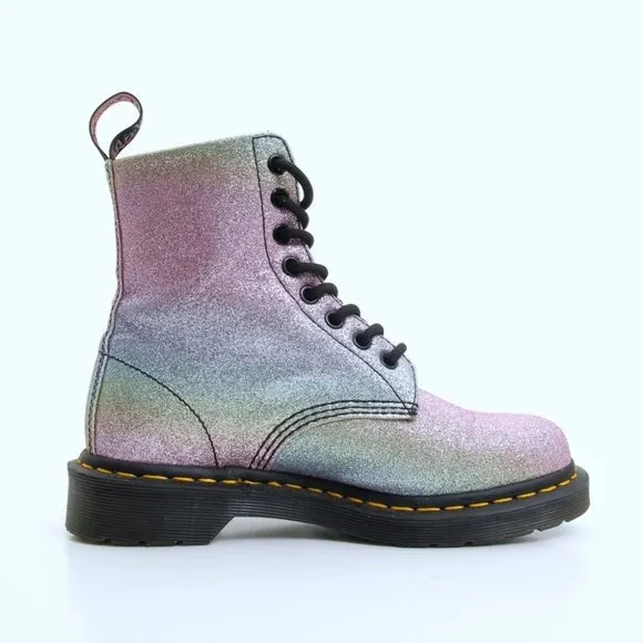 EUC Dr. Martens 1460 Pascal Rainbow Glitter Lace Up Boots in Multicolors Size 6