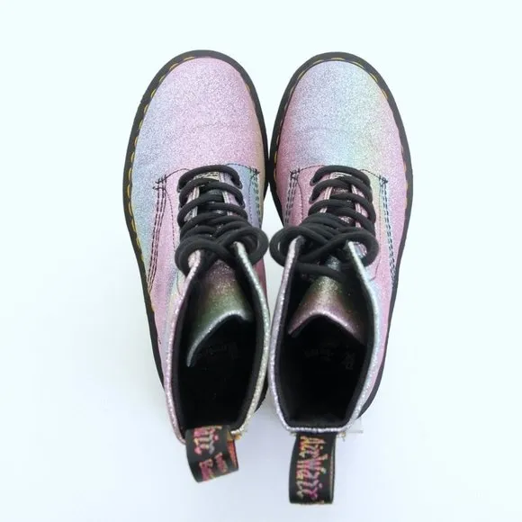 EUC Dr. Martens 1460 Pascal Rainbow Glitter Lace Up Boots in Multicolors Size 6