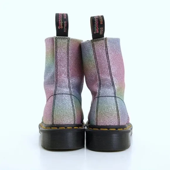 EUC Dr. Martens 1460 Pascal Rainbow Glitter Lace Up Boots in Multicolors Size 6
